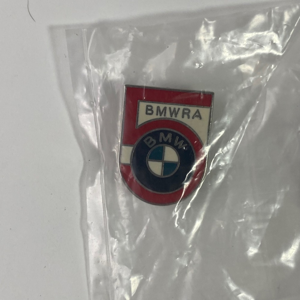 Vintage BMWRA BMW Riders Association Enamel Lapel Pin Red White Blue Shield Logo